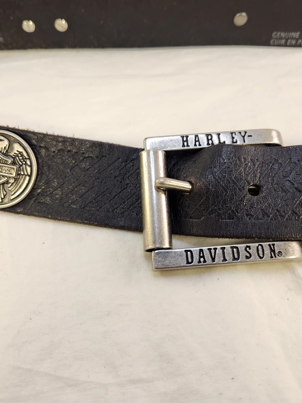 RARE VINTAGE HARLEY DAVIDSON ROAD SLAYER MEN BLACK LEATHER BELT BUCKLE SIZE 40